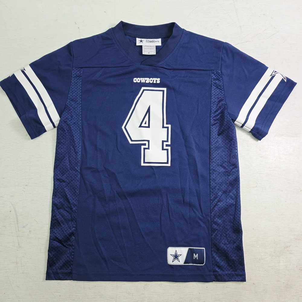 Dallas Cowboys Authentic Dak Prescott #4 Jersey Youth Medium Navy Blue NFL EUC